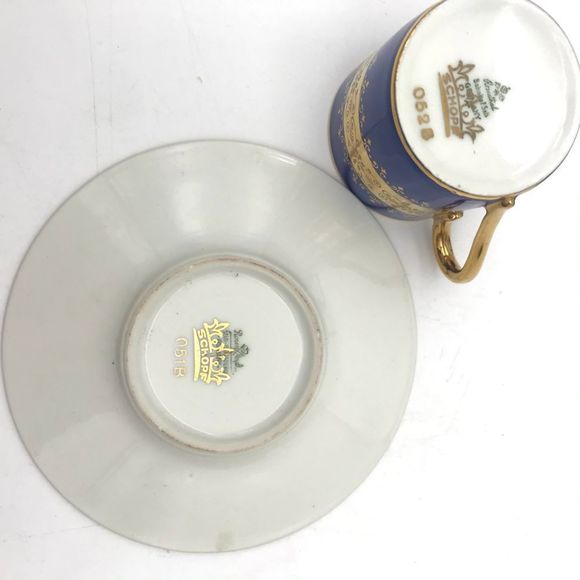 Rosenthal China Portrait Demitasse Tea Cup & Saucer Heavy Gold & Blue - Picture 9 of 12